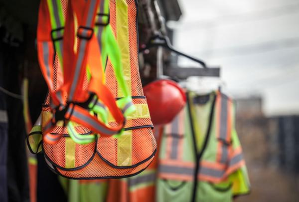 Safety gear on a construction site.